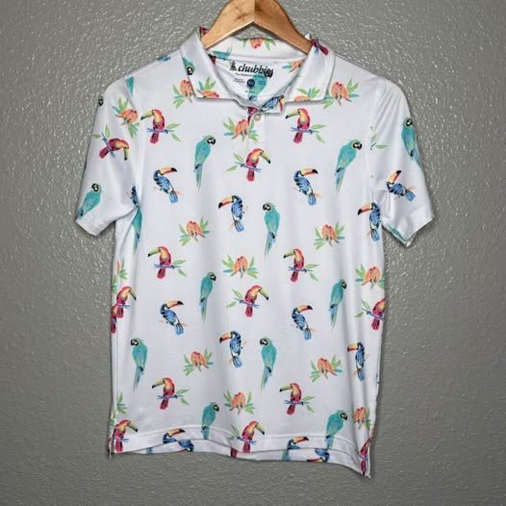 Chubbies Youth Medium Toucan Parrot Polo Shirt